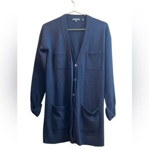 Vince cashmere long blue button up sweater XS